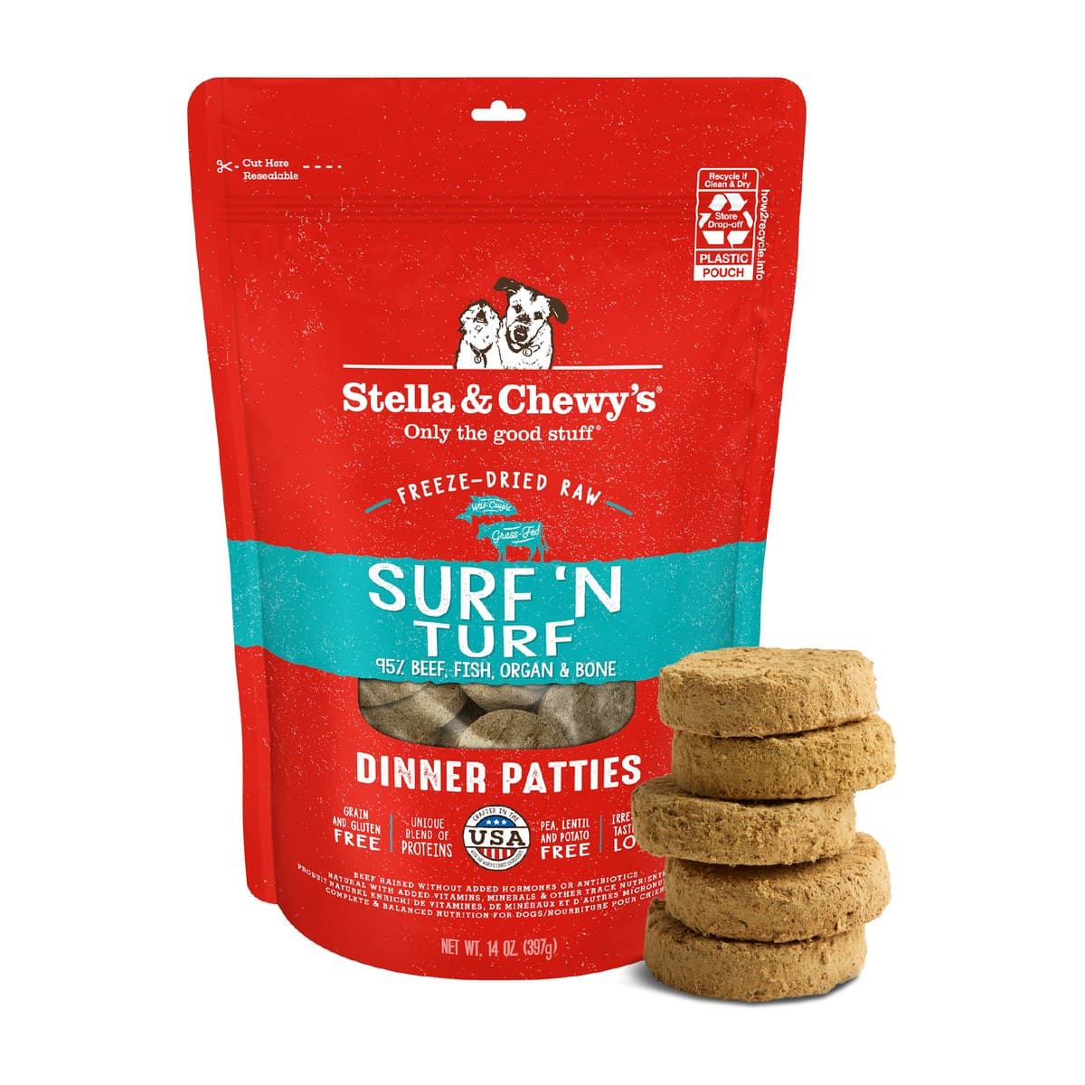 Stella & Chewy's Freeze-Dried Surf N' Turf Dinner Patties for Dogs